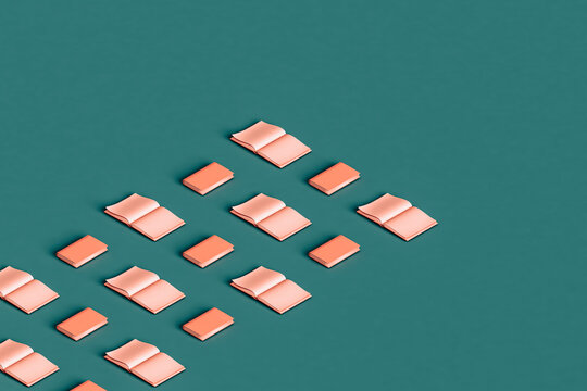 rectangle from opened and closed pink books