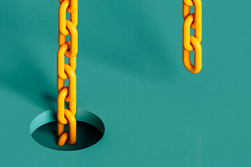 yellow chains on a blue background