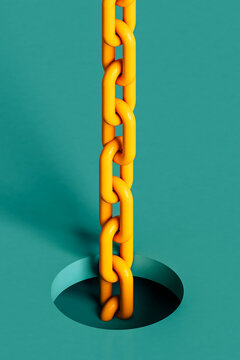 vertical frame of a yellow chain on a blue background