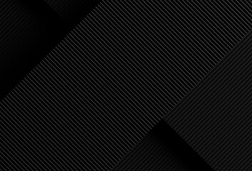 Obraz premium Abstract black diagonal lines and layering with copy space, 3d illustration background, 3d rendering.