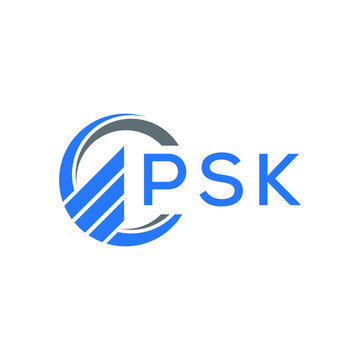 PSK Flat accounting logo design on white  background. PSK creative initials Growth graph letter logo concept. PSK business finance logo design.