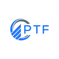 PTF Flat accounting logo design on white  background. PTF creative initials Growth graph letter logo concept. PTF business finance logo design.