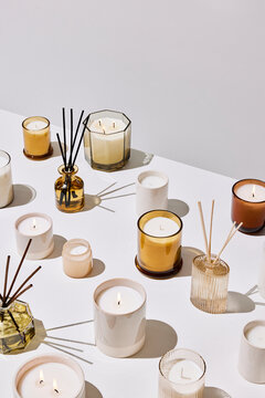 Composition of set of aromatherapy supplies