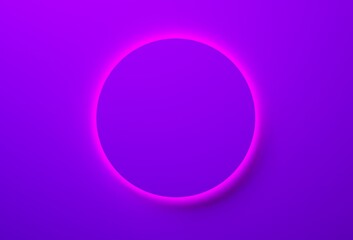 Abstract circle shape and light on violet background. 3d illustration. 3d rendering