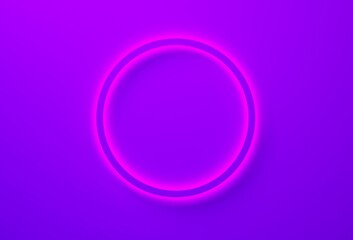 Abstract circle shape and light on violet background. 3d illustration. 3d rendering