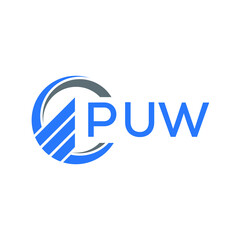 Obraz premium PUW Flat accounting logo design on white background. PUW creative initials Growth graph letter logo concept. PUW business finance logo design.
