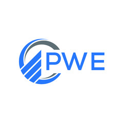 PWE Flat accounting logo design on white background. PWE creative initials Growth graph  letter logo concept. PWE business finance logo design.