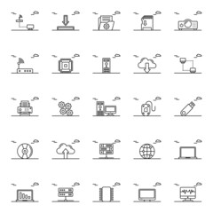 Outline icons for Digital electronics.