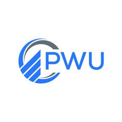 PWU Flat accounting logo design on white  background. PWU creative initials Growth graph letter logo concept. PWU business finance logo design.