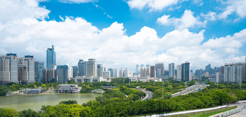 Obraz premium Urban architecture skyline of Nanning folk lake, Guangxi