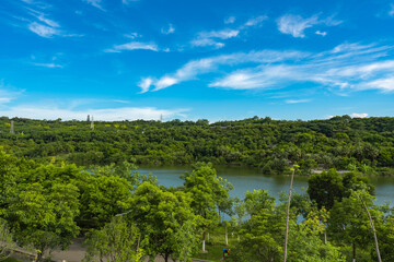 At dusk on a sunny day, Qingxiu mountain scenic spot in Nanning, Guangxi