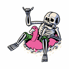Skull and funny swim graphic illustration vector art t-shirt design