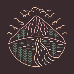 Good nature with mountains and river graphic illustration vector art t-shirt design