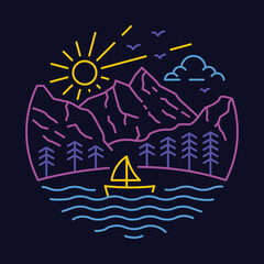 Good nature with mountains and river graphic illustration vector art t-shirt design