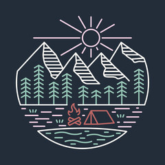 Fototapeta na wymiar Camping at good place in the nature graphic illustration vector art t-shirt design