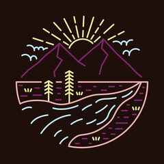 Good view of nature with shining sunrise graphic illustration vector art t-shirt design