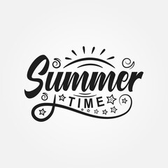 Summer time T shirt Design, colorful Summer Background Vector Illustration for Beach Holidays Hello Summer with doodle sun.