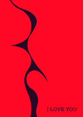 vector minimalist elegant poster. silhouette of two passionately kissing people in love in pink colors. elements isolated. useful for valentine's day card, kiss day card, print, poster, logo, label.