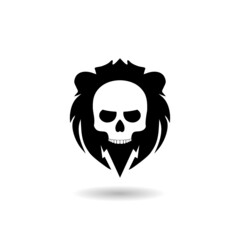 Human skull logo with shadow