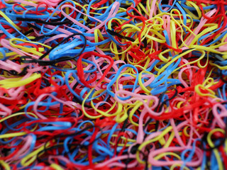 group of rubben band in variety color, rubber band texture