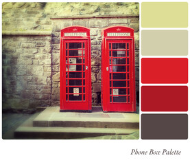 Phone Boxes in a colour palette with complimentary colour swatches. 