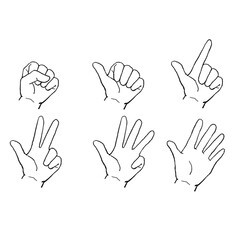 数を数えるハンドサイン（親指から）