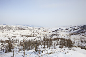 winter landscape olkhon island, lake baikal travel russia