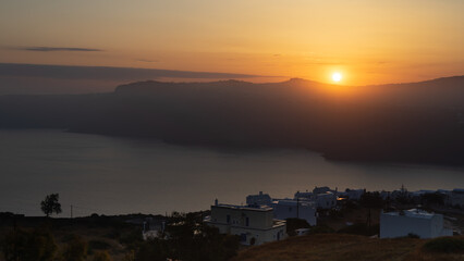 Sunrise over Santorini's caldera