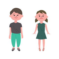 男の子と女の子のイラストセット