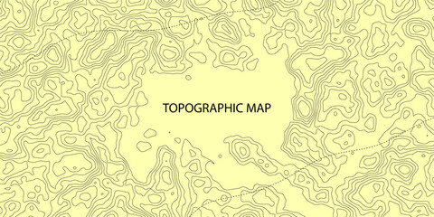 Topographic map background. Geographic abstract patterns grid. The topo contour map with stylized height. Mountain trail terrain, terrain path. Old yellow Background. Vector illustration.