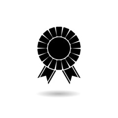 Badge with ribbons logo with shadow
