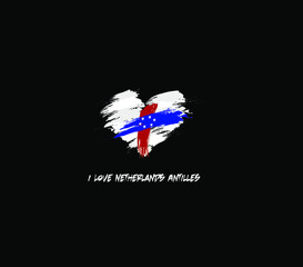 Netherlands Antilles grunge flag heart for your design.