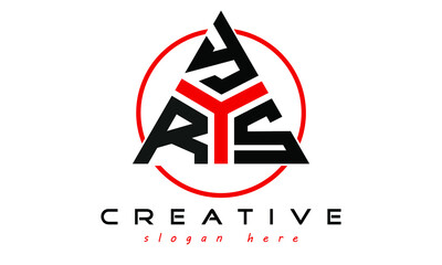 RYS three letter creative triangle shape in circle logo design vector template. typography logo | Letter mark logo | initial logo | flat logo |  minimalist logo |  - obrazy, fototapety, plakaty