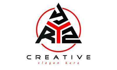RYZ three letter creative triangle shape in circle logo design vector template. typography logo | Letter mark logo | initial logo | flat logo |  minimalist logo |  - obrazy, fototapety, plakaty