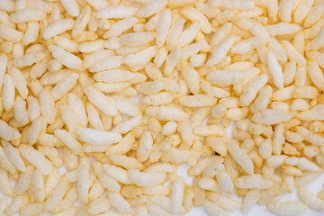 Churmure or murmure or moori, Puffed rice, food ingredient. Traditional food isolated on background.