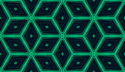 Blue And Green Neon Geometric Motion Seamless Background Pattern	
