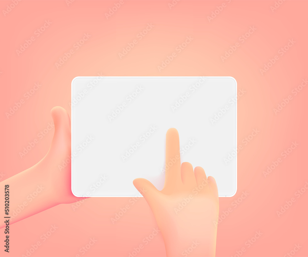 Leinwandbilder using tablet computer with blank screen. 3d vector illustration