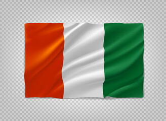Flag of Cote Divoire. 3d vector object isolated on transparent background
