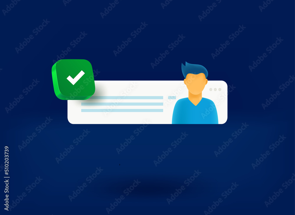 Aufkleber Internet message with checkmark icon. 3d vector illustration
