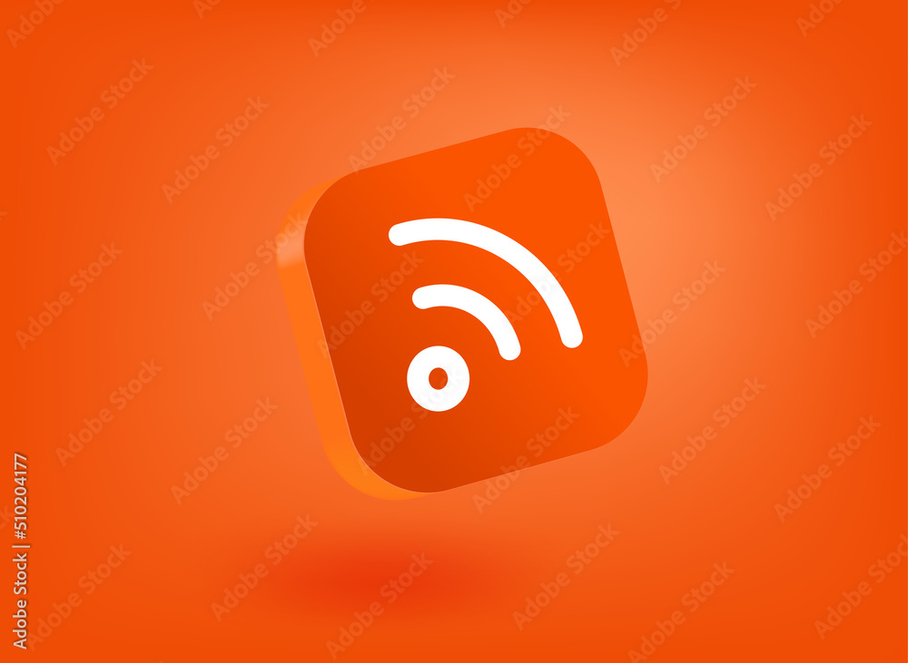 Fototapete wireless wifi connection icon. 3d vector mobile application icon with notification