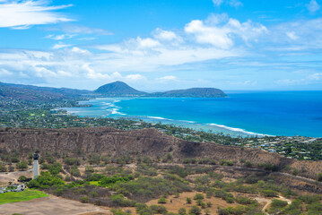 Fototapeta na wymiar Aerial view of Oahu island, Hawaii, US