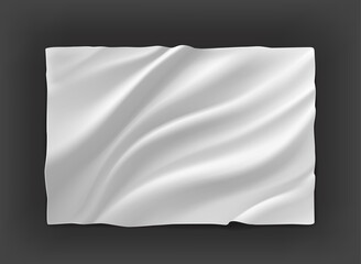 White waving flag. 3d vector mockup