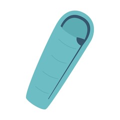 A buttoned sleeping bag. Equipment for fishing, tourism, travel, camping, hiking. Flat vector illustration isolated on a white background.
