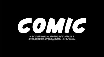 Obraz premium White font, script alphabet, hand drawn typeface in style of comics, vector illustration 10EPS