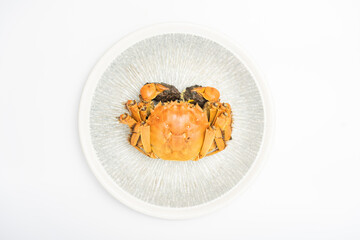 A hairy crab on a white background, a river crab