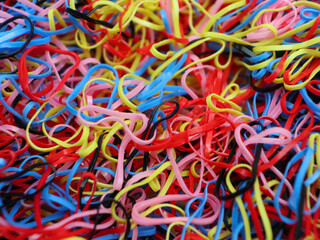 group of rubben band in variety color, rubber band texture