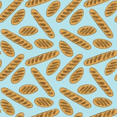 A pattern of simple illustrations of bakery products, contour pictures for kitchen decor