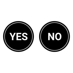 yes and no botton. black and white illustration  on white background.  icons set