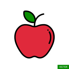 Apple fruit vector icon in flat style design for website design, app, UI, isolated on white background. Editable stroke. Vector illustration.