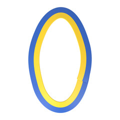 Letter O made of bended ribbons with Ukrainian flag colors, isolated on white, 3d rendering